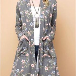 Long floral cardigan